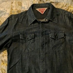 Deus Ex Machina Button Down Denim Black Pearl Snap